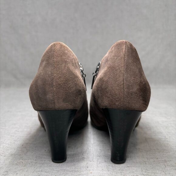 Clarks Artisan Society Gown II Boots Brown‎ Suede  Leather Heeled Boot Women's 7 - Picture 5 of 10